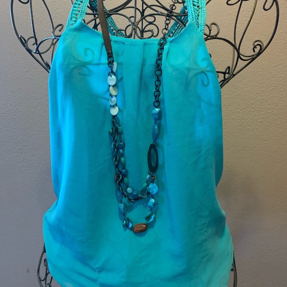 Women’s Teal Crochet-Strap Camisole Size S $15